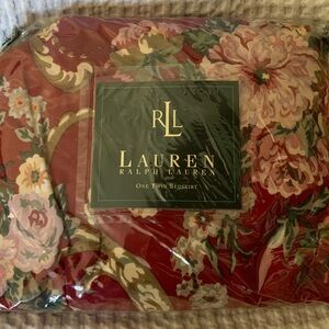 Ralph Lauren Floral Red Marseille Danielle Twin Bedskirt Ruffle